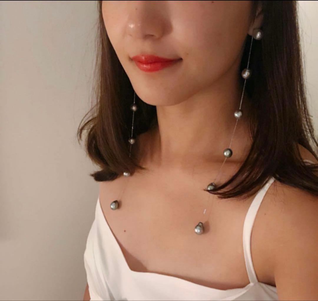 MAAYA loulou シルバー パール ロングピアス