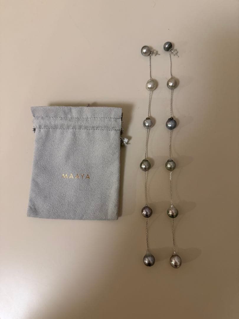 MAAYA loulou シルバー パール ロングピアス