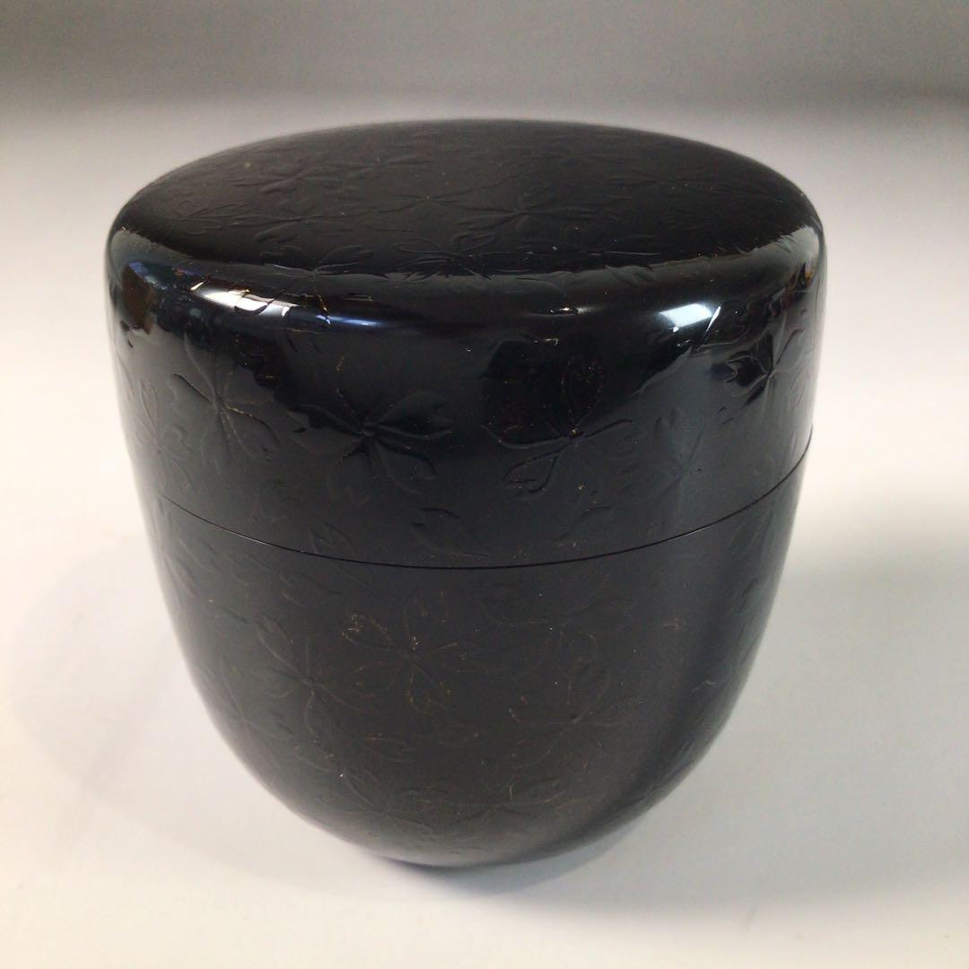 Ｒ８９３　棗　『漆匠　前端春斎作』『夜桜蒔絵』『中棗』　共箱　茶道具