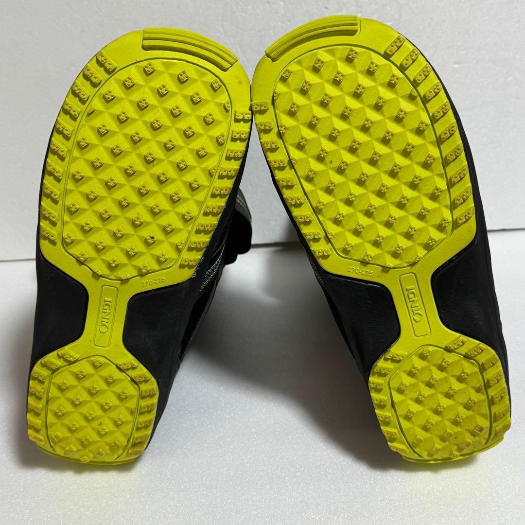 27cm IGNIO スノーボードブーツ黒黄緑ブラック格安激安特価メンズ初心者