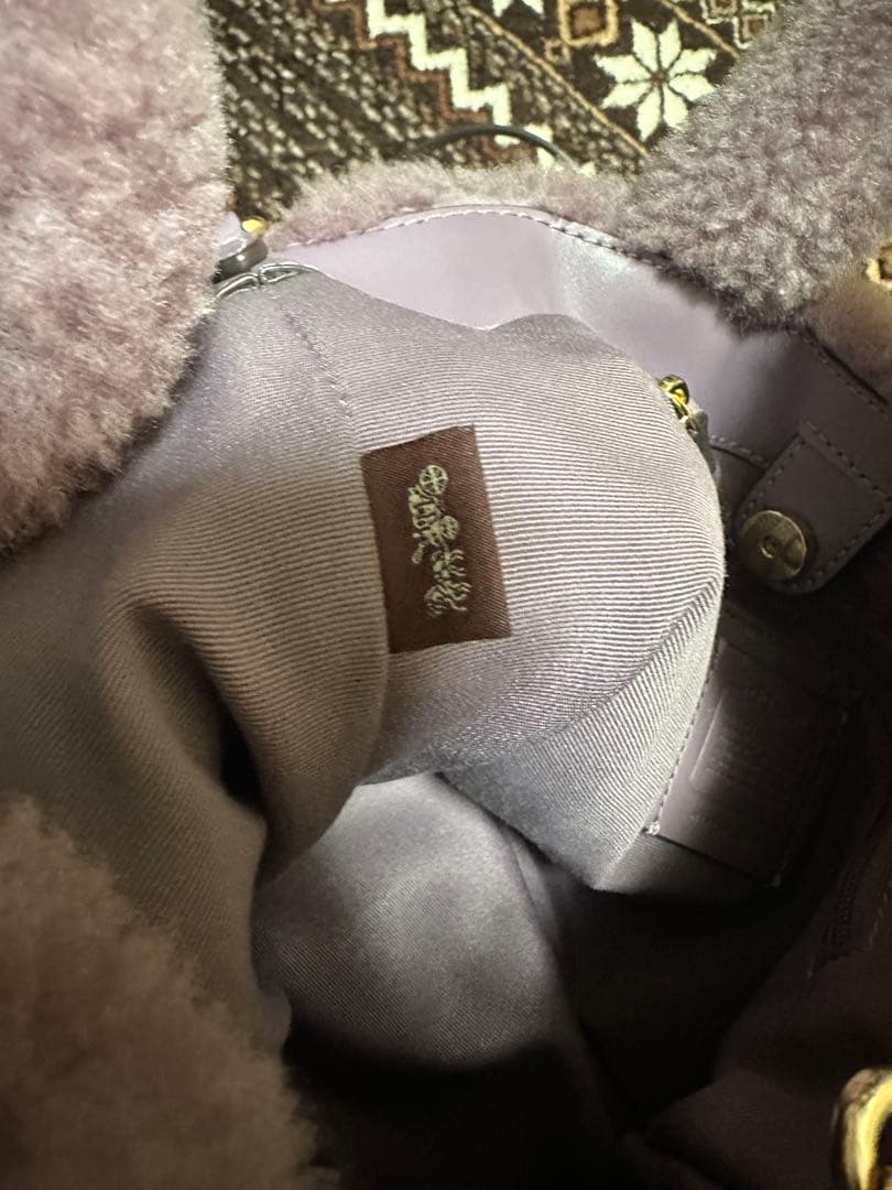 COACH ファーショルダーバッグ パープル