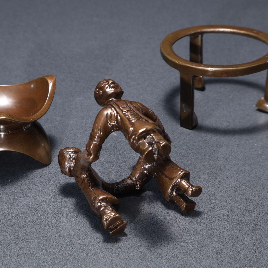 【茶道具】七種蓋置　唐銅　和雲　共箱　R1625N3