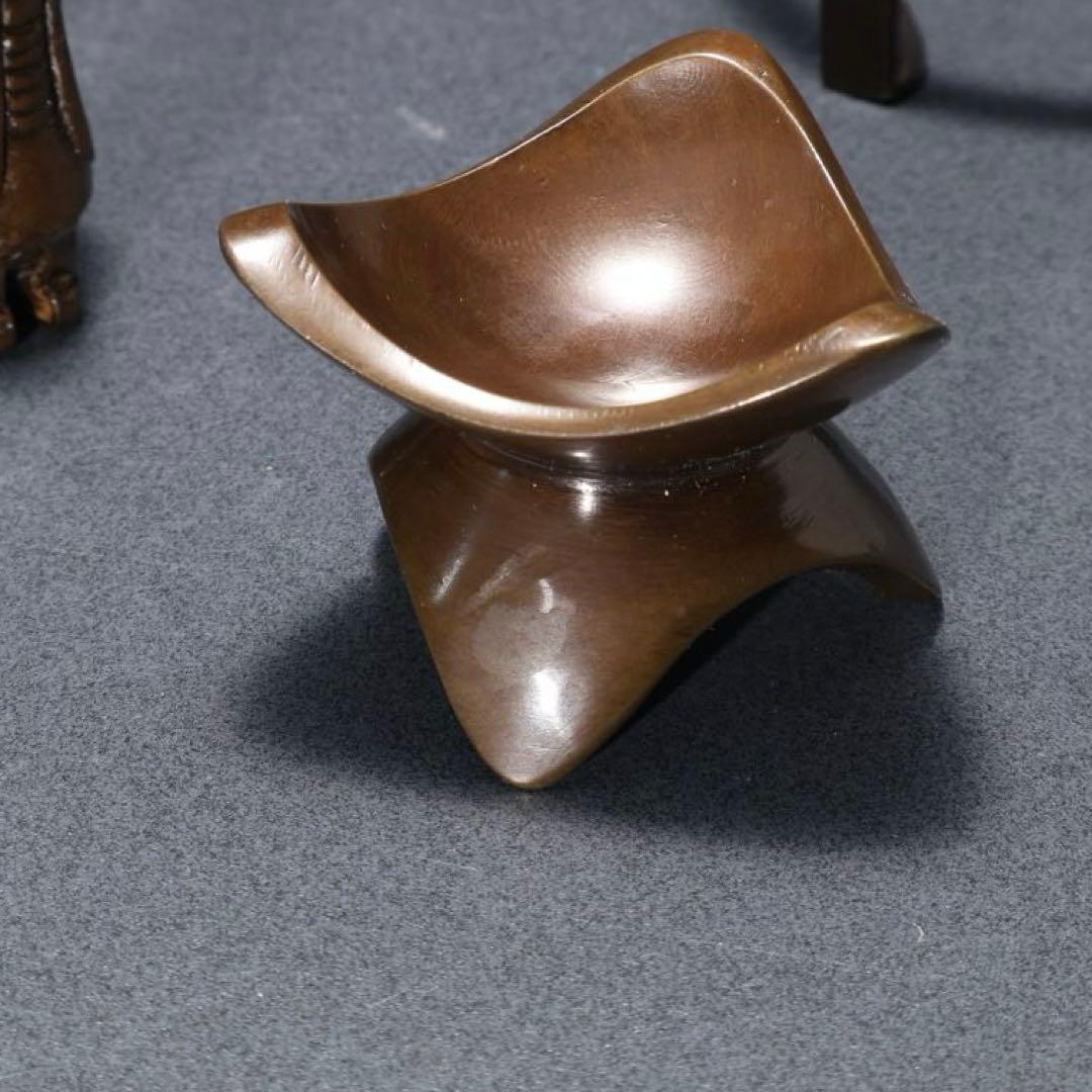 【茶道具】七種蓋置　唐銅　和雲　共箱　R1625N3