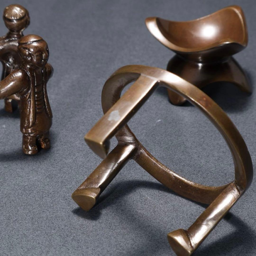 【茶道具】七種蓋置　唐銅　和雲　共箱　R1625N3