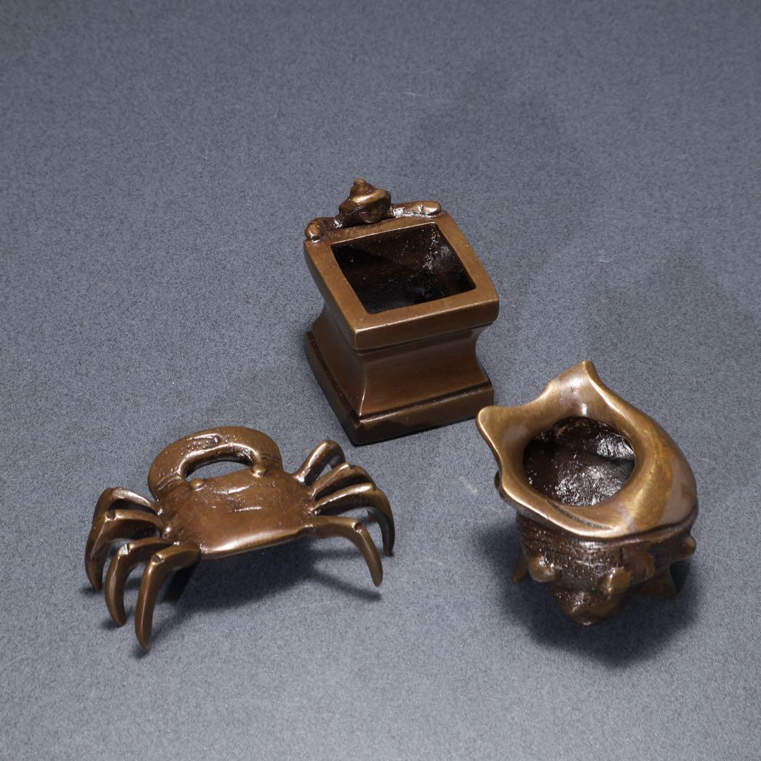 【茶道具】七種蓋置　唐銅　和雲　共箱　R1625N3