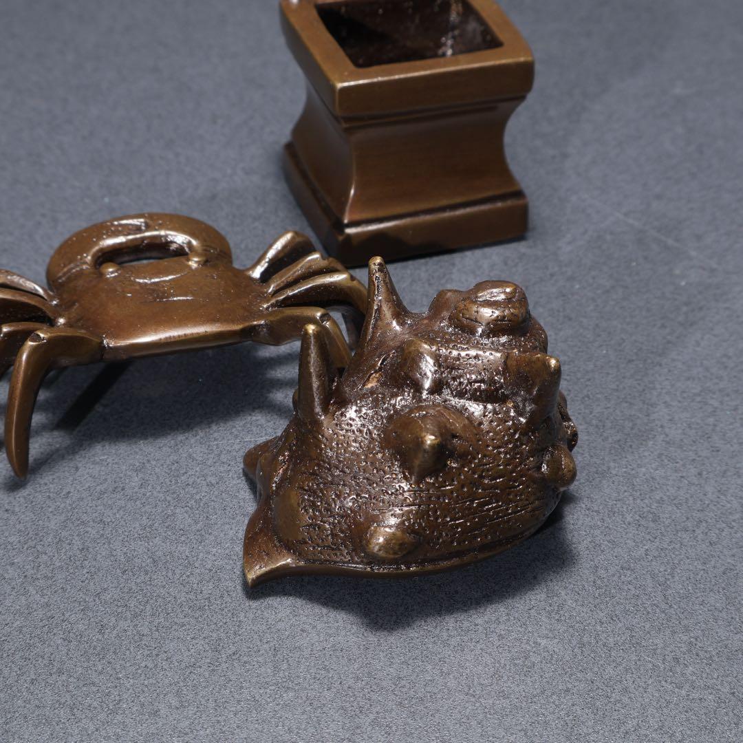 【茶道具】七種蓋置　唐銅　和雲　共箱　R1625N3