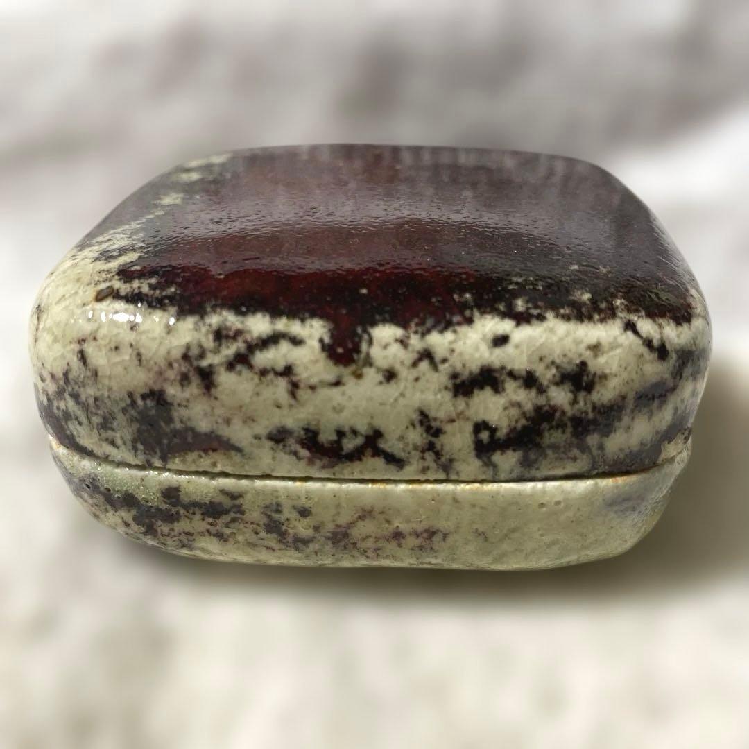 J-13 香合　鯉江茲方　常滑焼　茶道具　共箱　アンティーク　美術品　工芸品