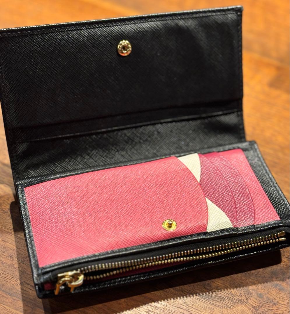 【1/4のみ値下げ】PRADA 財布 サフィアーノ ブラック/ピンク