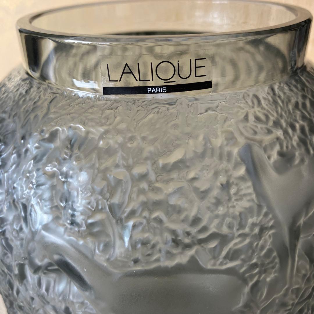 LALIQUE グレー ガラス花瓶 動物模様