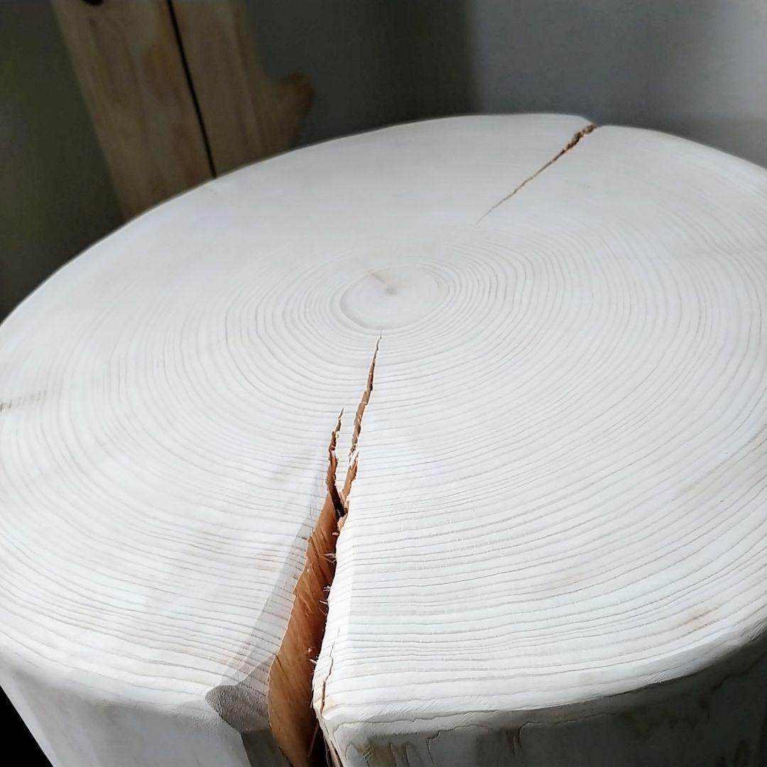 丸太スツール　丸太サイドテーブル　極太ヒノキ