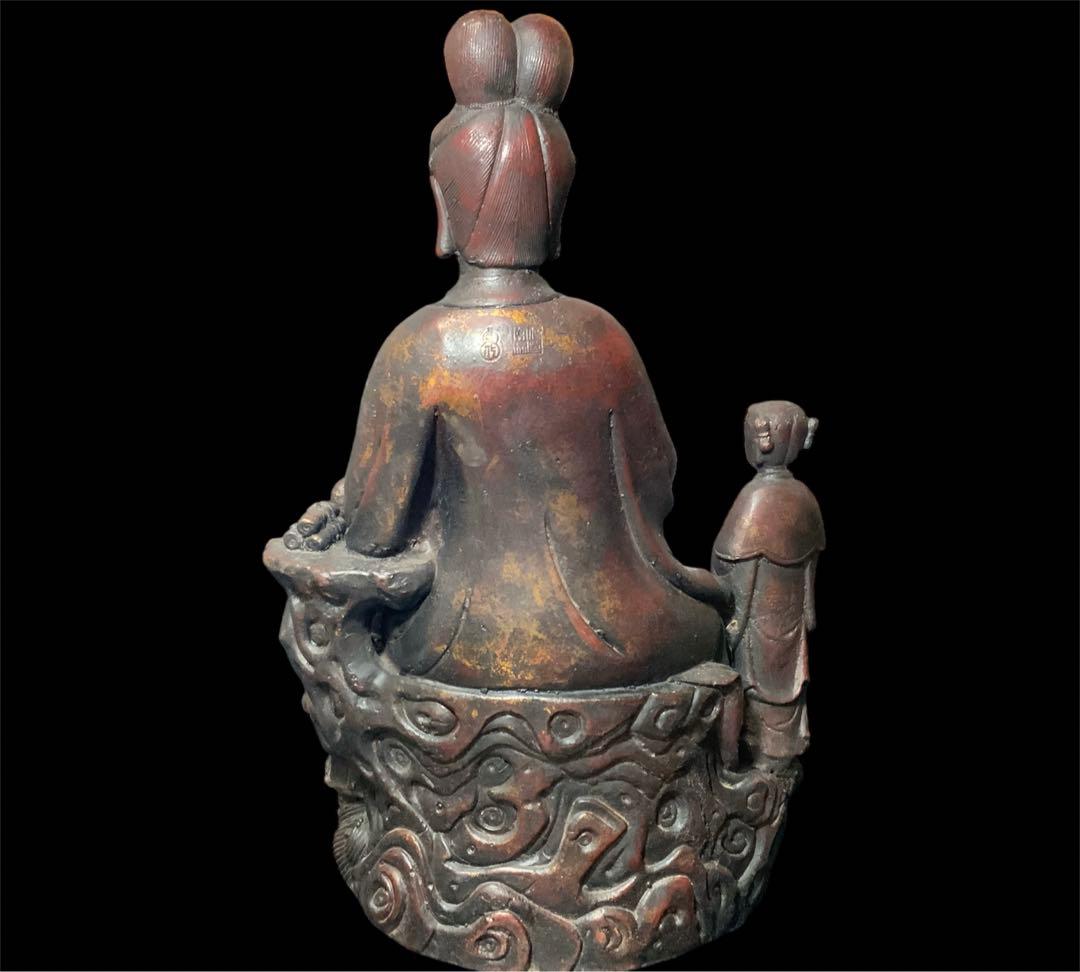 極上・鉄造鍍金仏・中国古玩・チベット仏教・仏教美術・観音菩薩・三尊・仏像・仏具