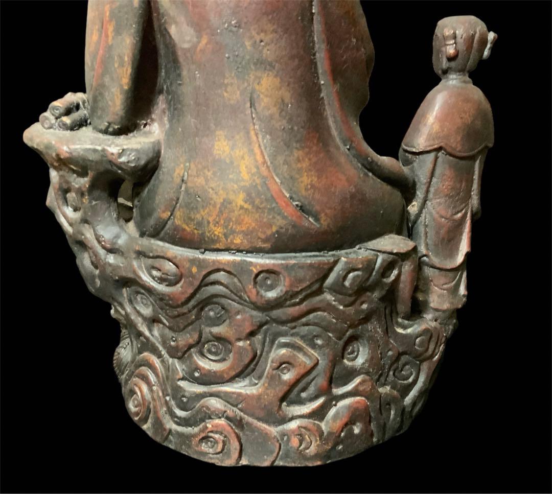 極上・鉄造鍍金仏・中国古玩・チベット仏教・仏教美術・観音菩薩・三尊・仏像・仏具