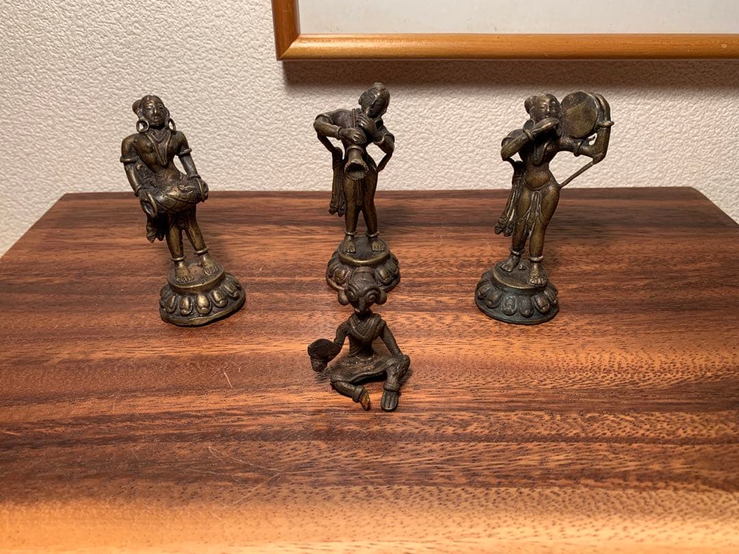 インド 真鍮 女神 ドクラ ヒンドゥー教 4体セット 古美術 19世紀