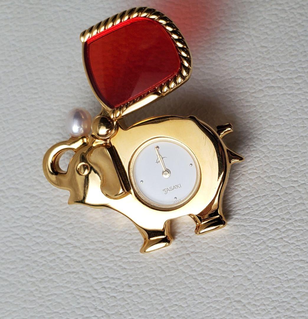 TASAKI　タサキ　エレファント　時計　本真珠　ブローチ　ジュエリー