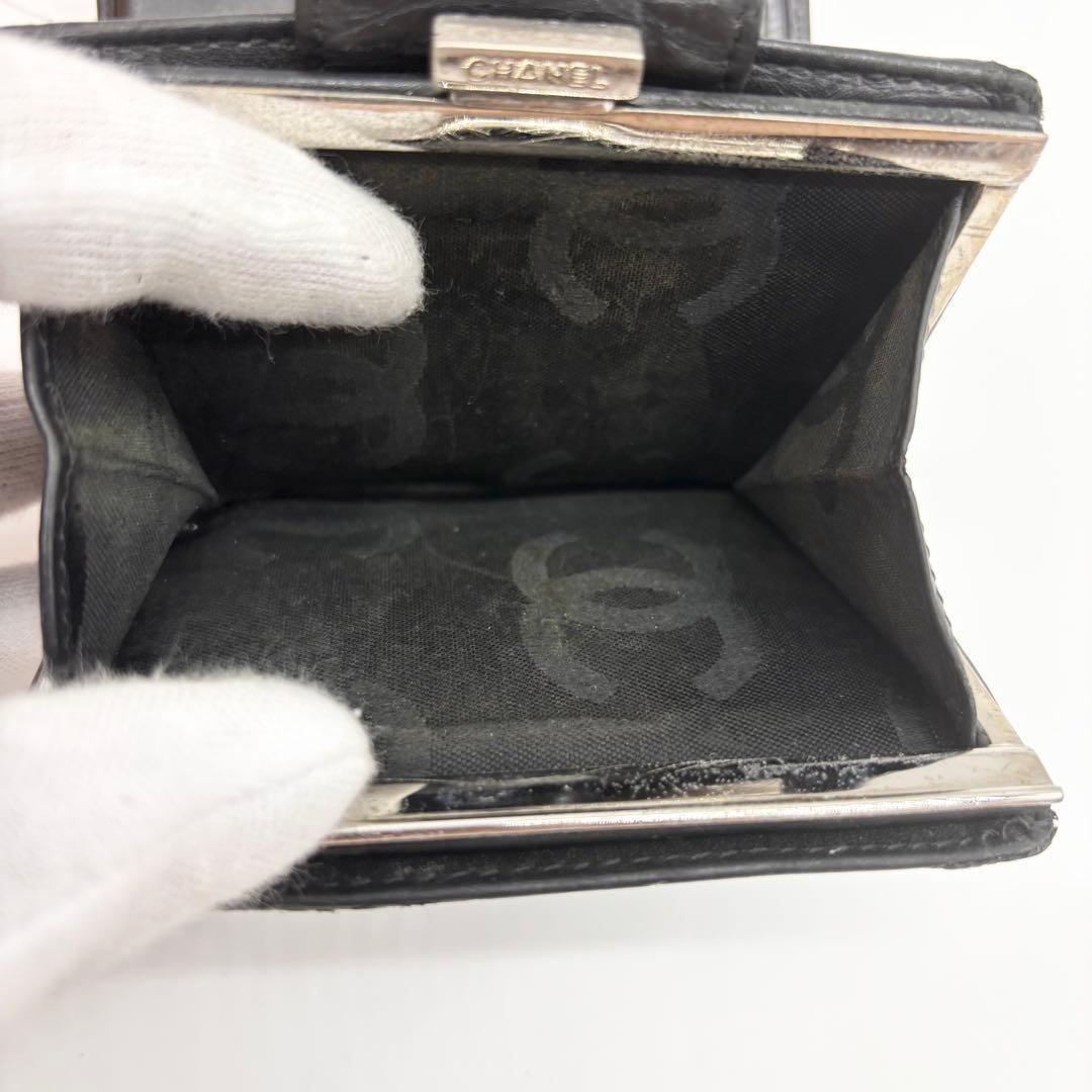 ✨超美品✨シャネル カンボンライン 二つ折財布 ガマ口 ココマーク ブラック
