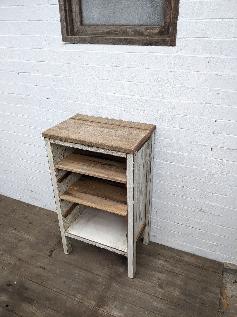 古材飾り棚　白