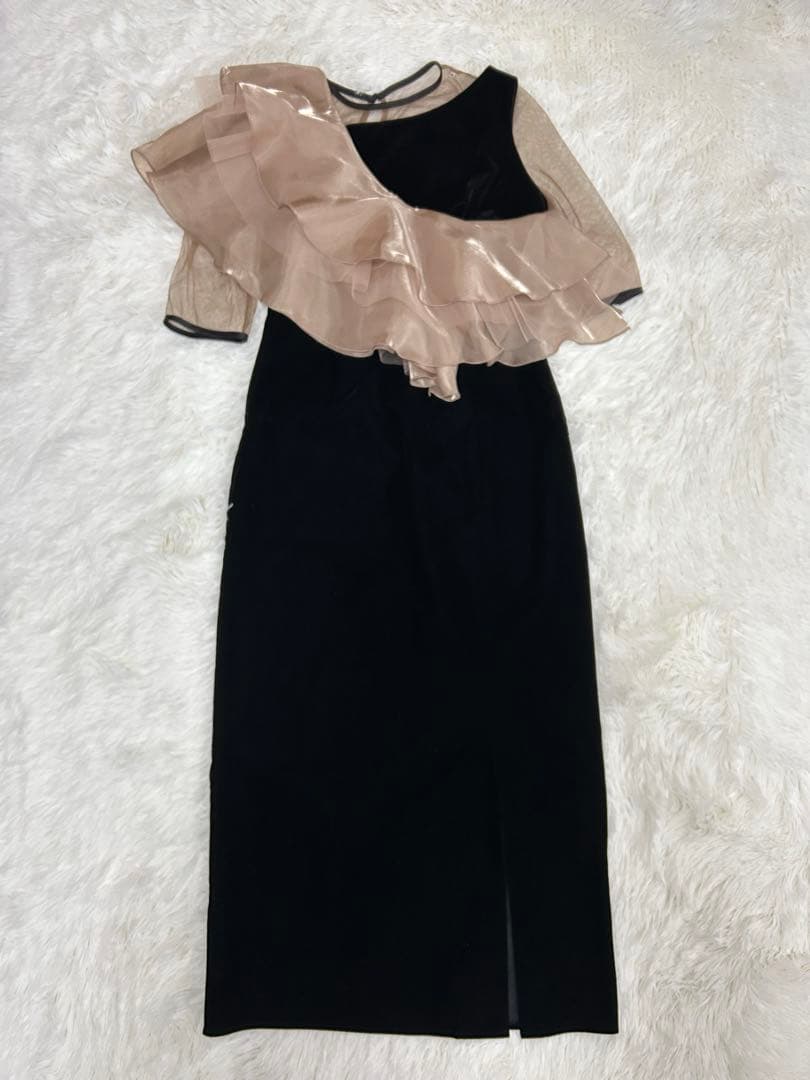 LEJA アシンメトリーティアードフリル3WAYベロアIラインドレスワンピース