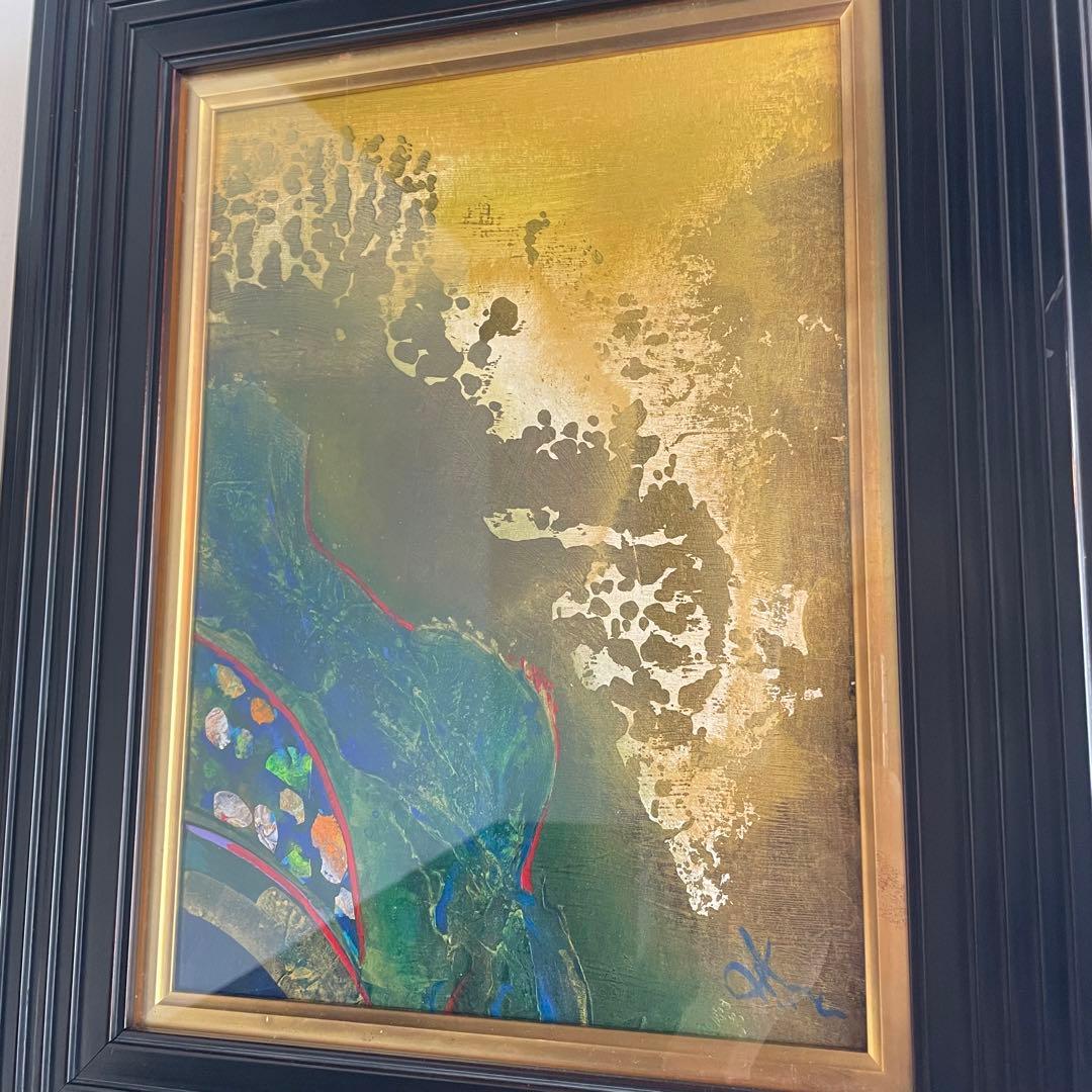 美術品 アート作品 抽象画　ゴールド　アンティーク雑貨　昭和レトロ　絵画　開運