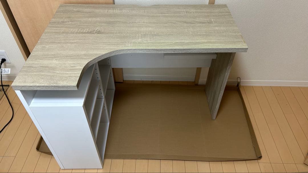 L字型デスク 合成木材 収納付き パソコンデスク