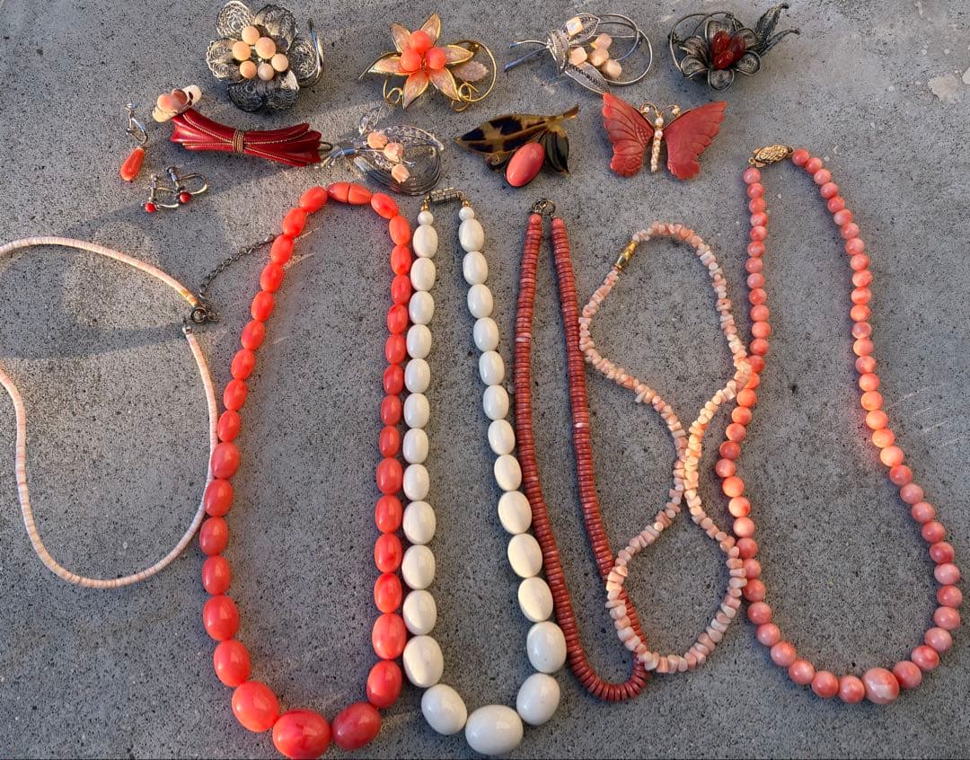 優*希様 ネックレス　リング　ブローチ　イヤリング　セット　珊瑚　さんご　サンゴ