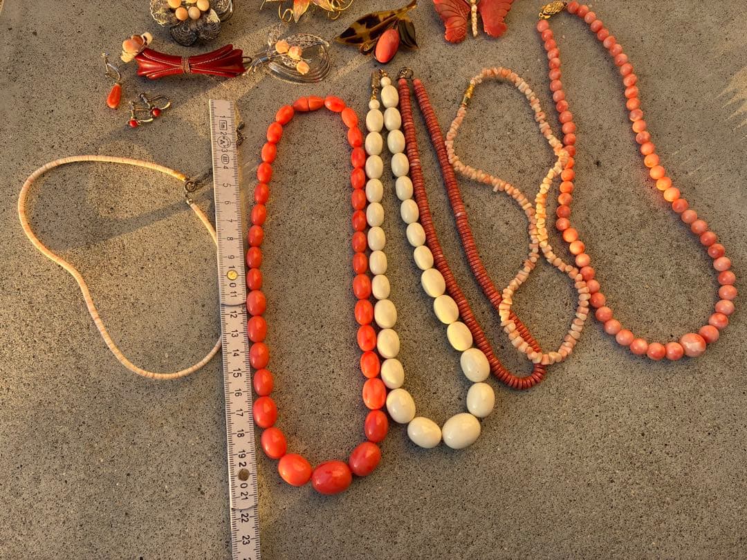 優*希様 ネックレス　リング　ブローチ　イヤリング　セット　珊瑚　さんご　サンゴ