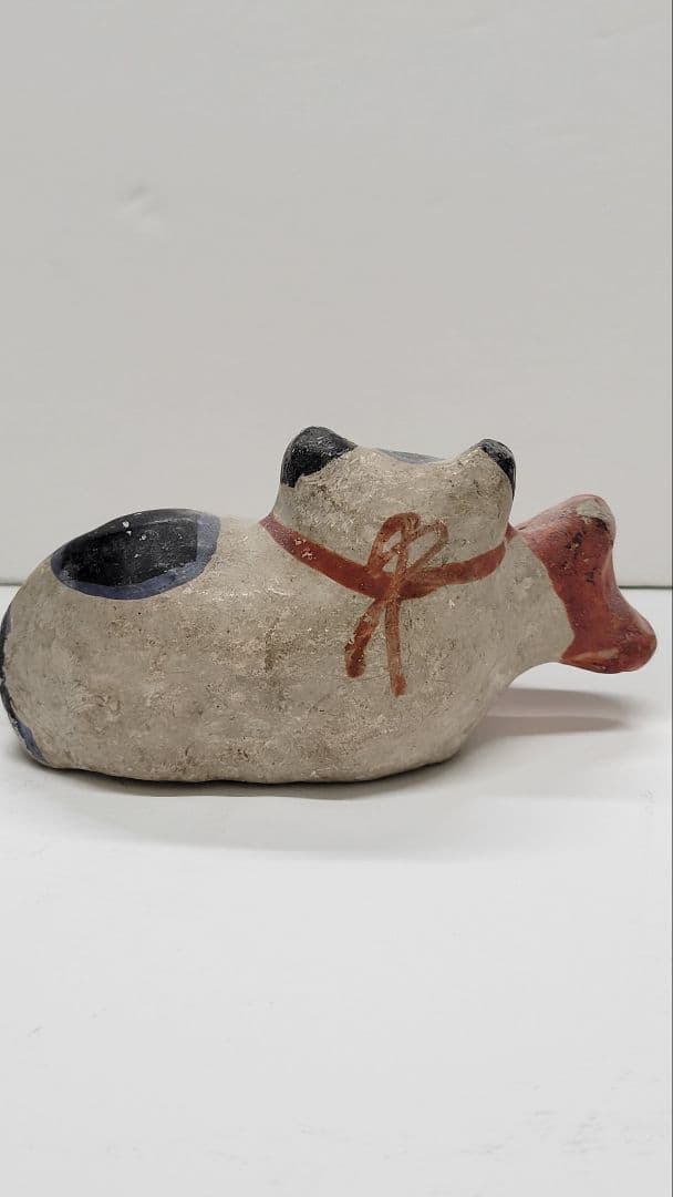 おめでたい③お正月玄関に 明治時代 鯛猫 ガラ入 古い練り人形 土人形 郷土玩具