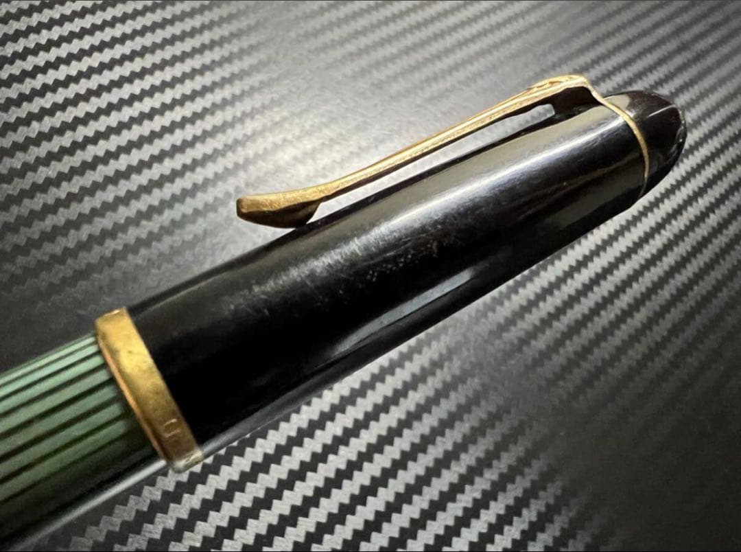 美品 ペリカン 140 万年筆 緑縞 F