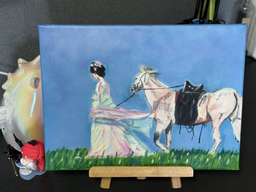 「旅の始まり」　手描き　油絵　風景画　原画　油彩画