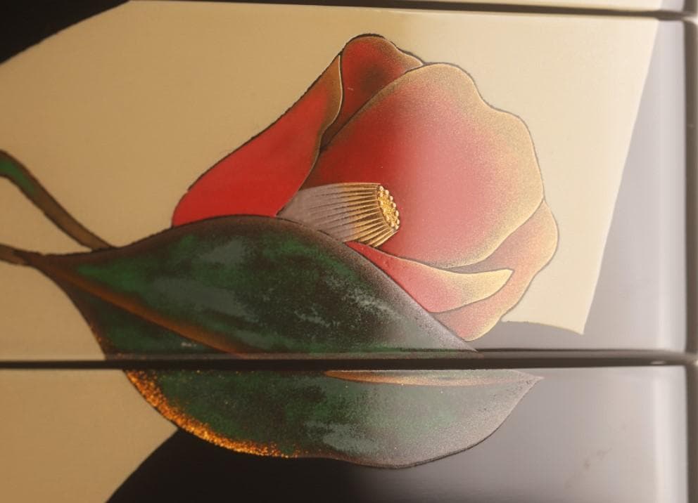 未使用 輪島塗 椿に扇 三段重箱