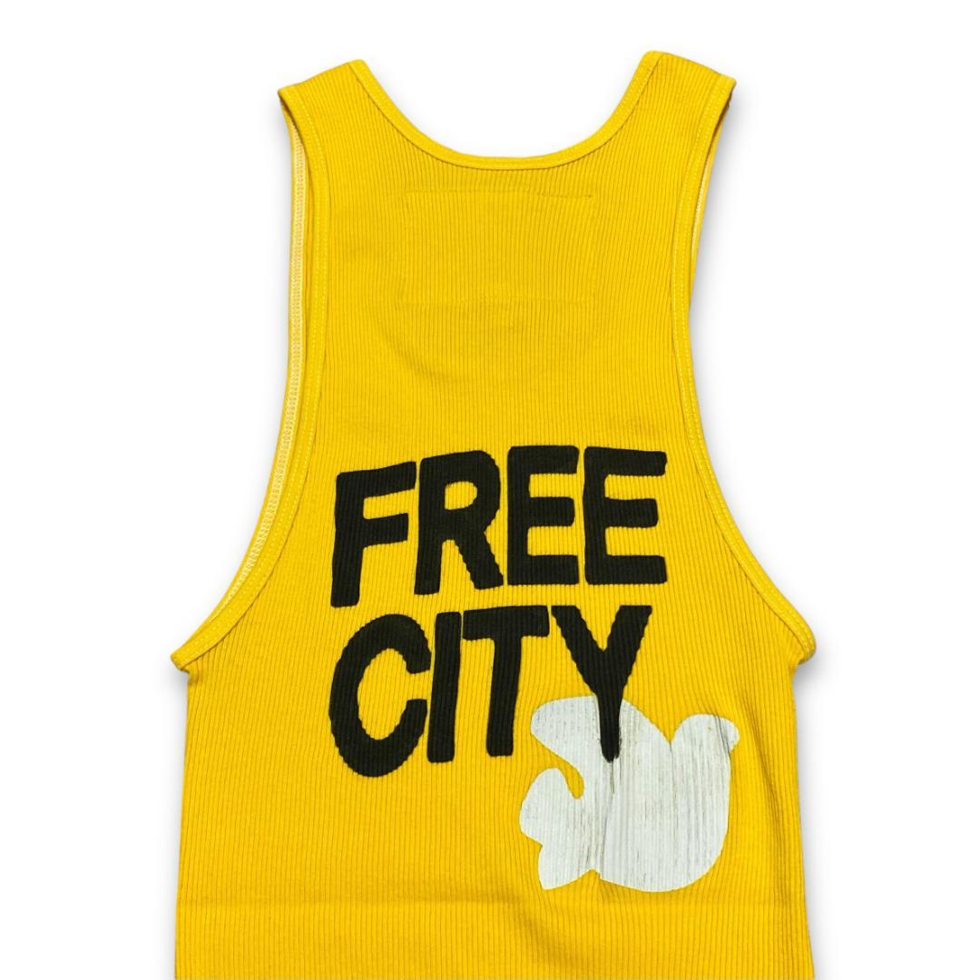 FREECITY　フリーシティ　リブ タンクトップ　イエロー　L　キムタク着