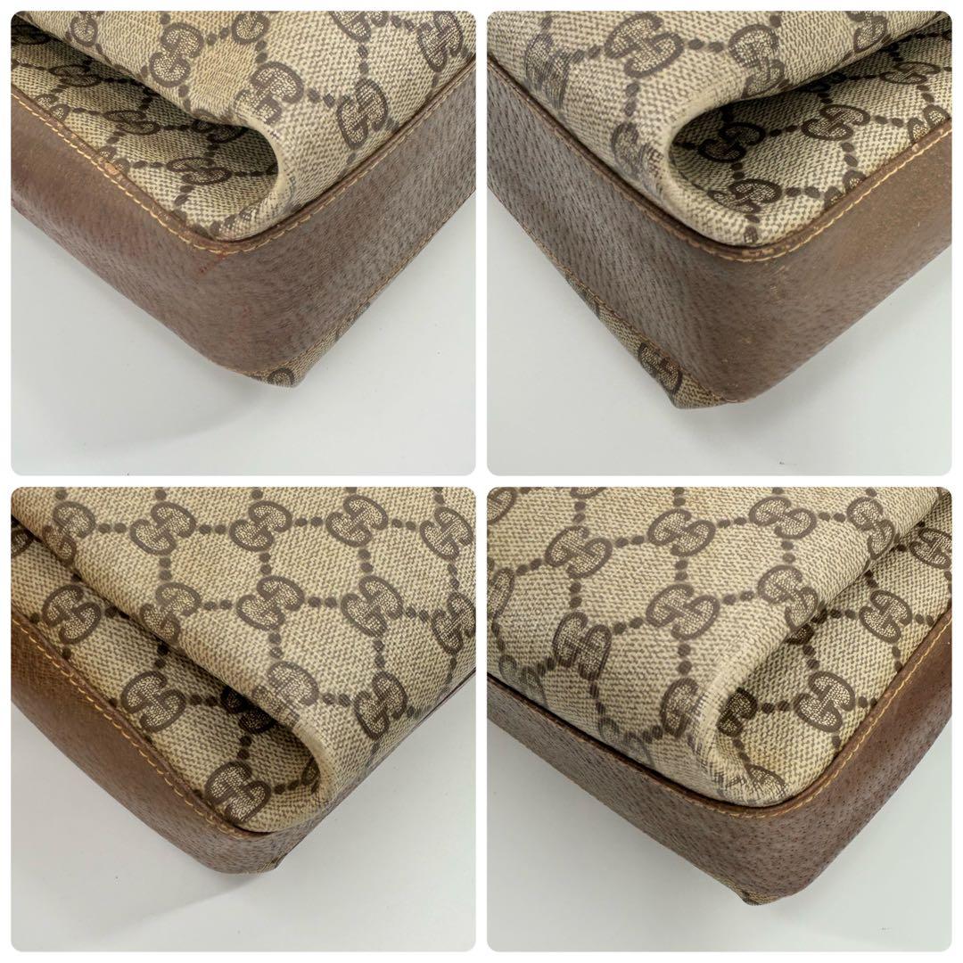 グッチ ショルダーバッグ シェリー スプリーム GG PVC 茶色 オールド