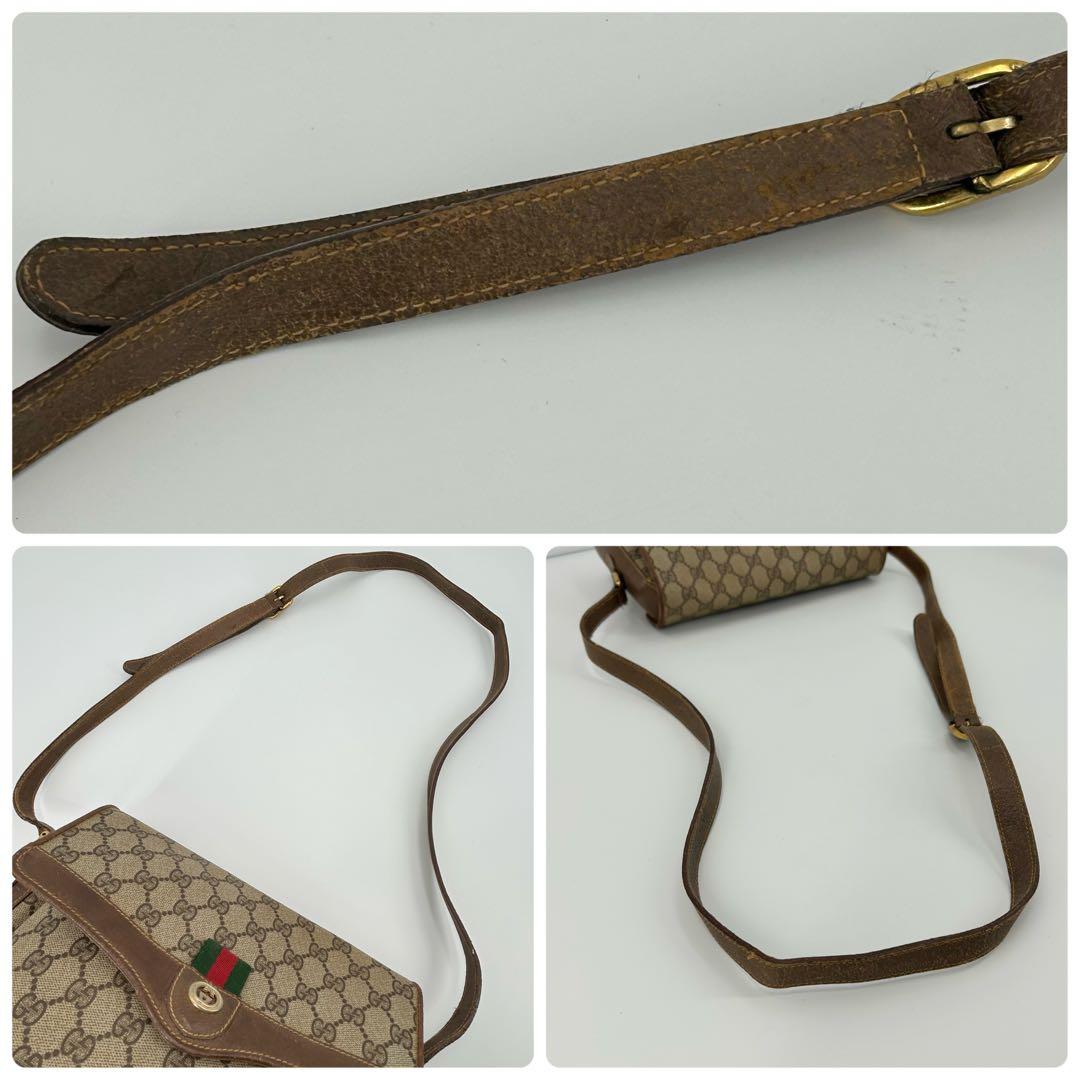 グッチ ショルダーバッグ シェリー スプリーム GG PVC 茶色 オールド