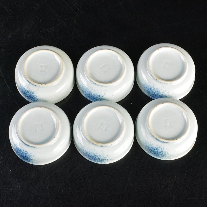 和食器　染付　吹墨文小皿　十二客　書付箱　V　R7437