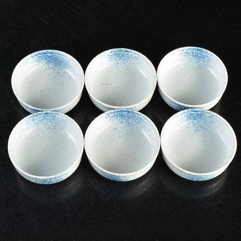 和食器　染付　吹墨文小皿　十二客　書付箱　V　R7437