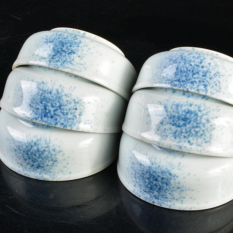 和食器　染付　吹墨文小皿　十二客　書付箱　V　R7437