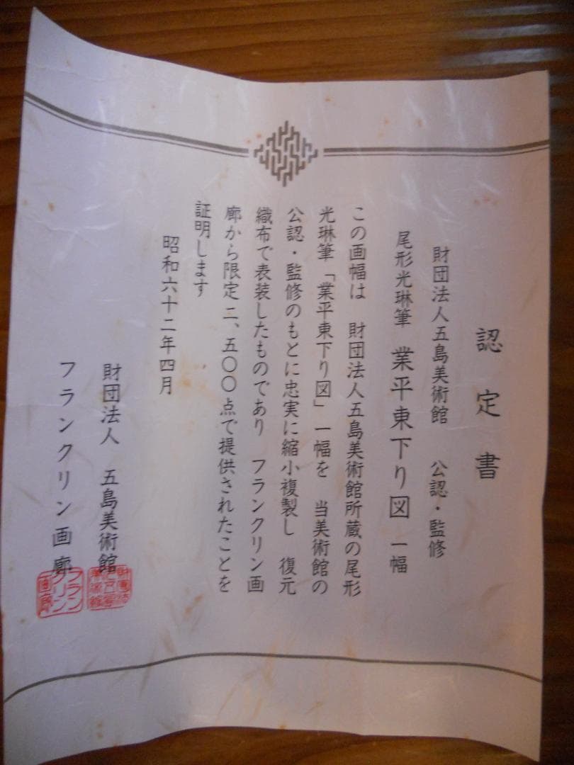 掛け軸 尾形光琳 業平東下り図 紙本 名品 複製 希少 軸装 茶道具 掛軸 です