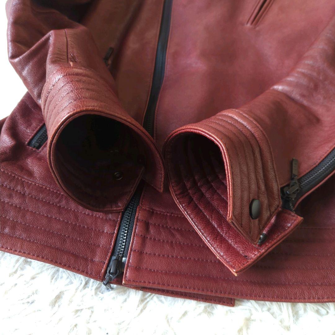 美品 A.S.M アトリエサブメン シングルライダース 本革 バーガンディ L