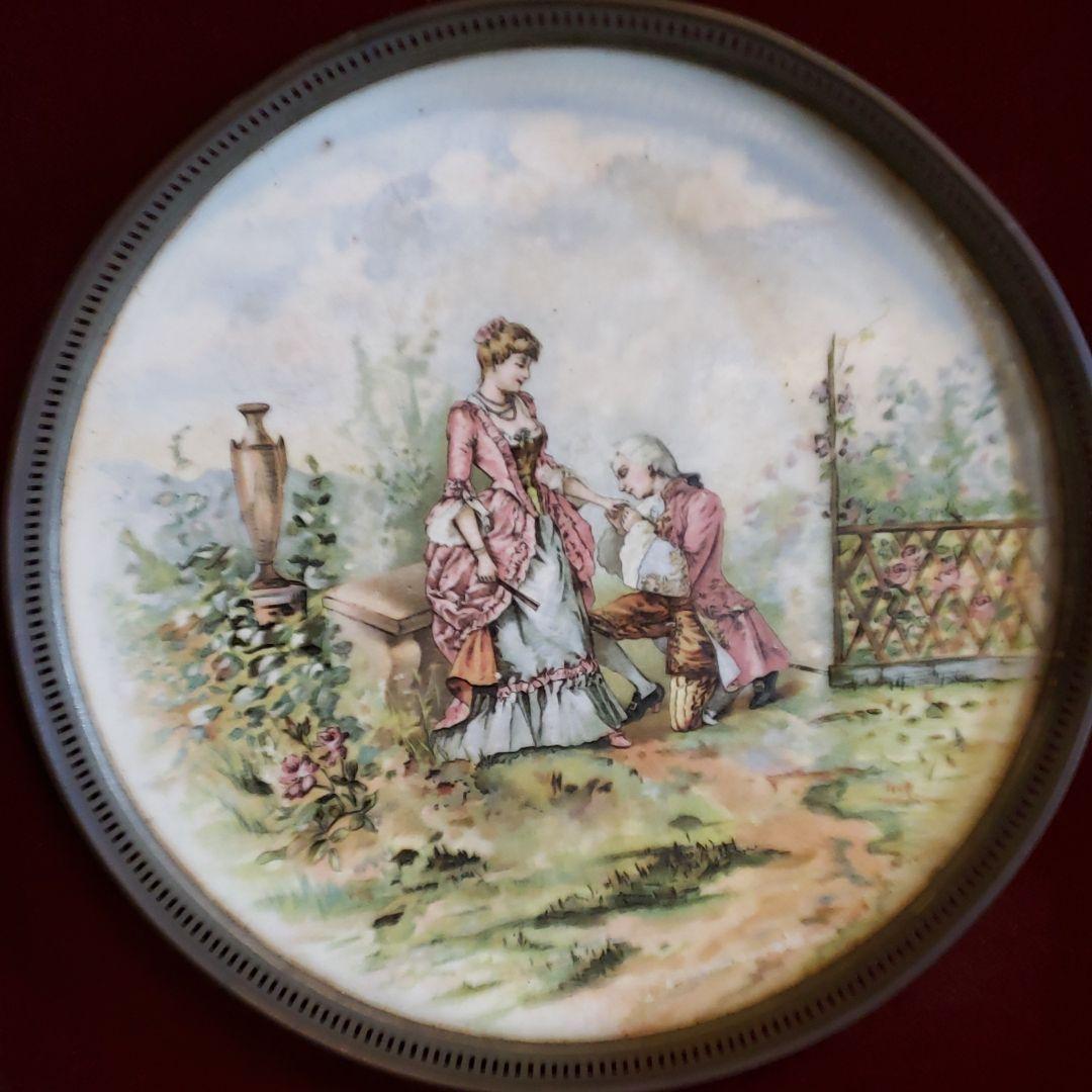 西洋アンティーク　フランス19世紀絵皿の壁掛　美術品　骨董品
