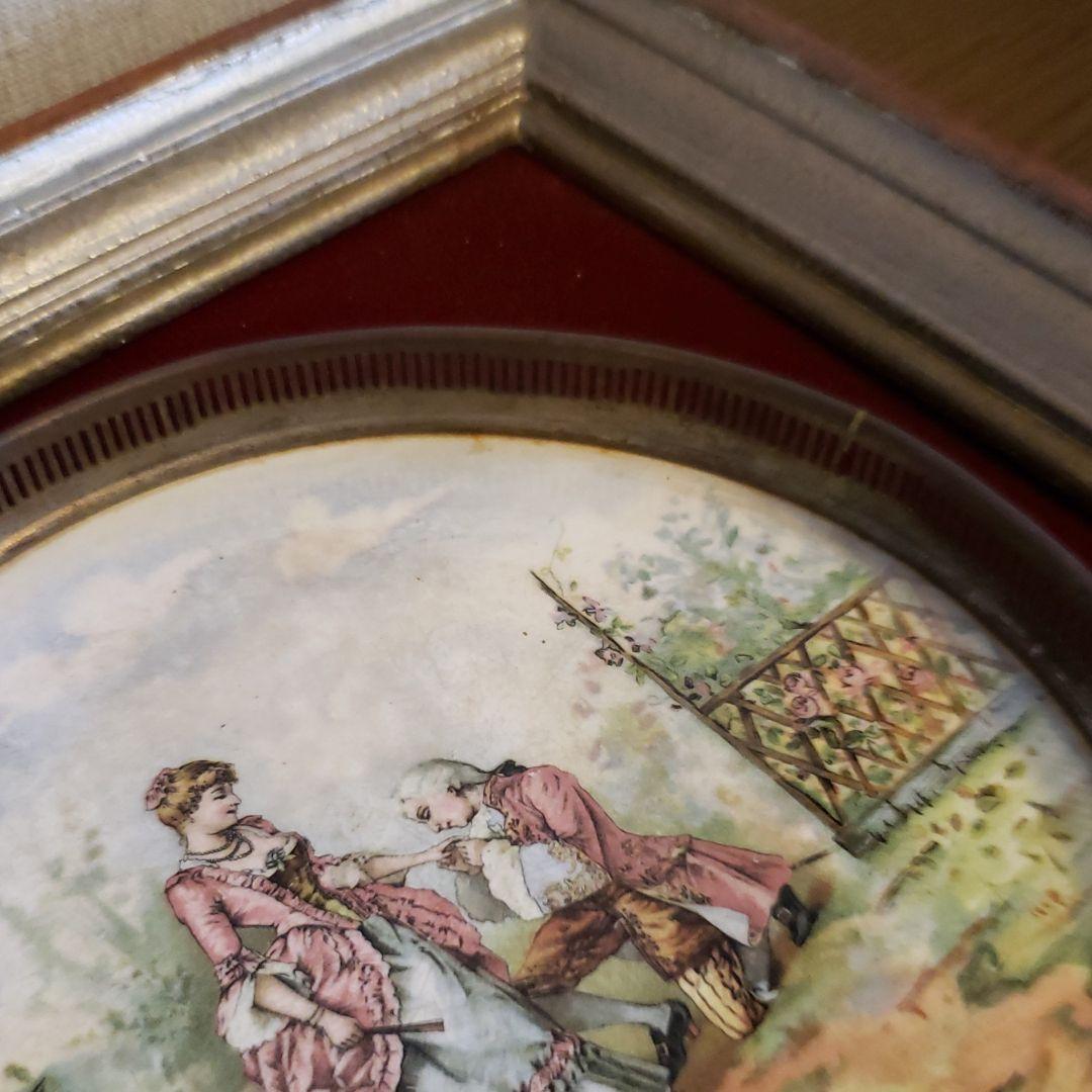 西洋アンティーク　フランス19世紀絵皿の壁掛　美術品　骨董品