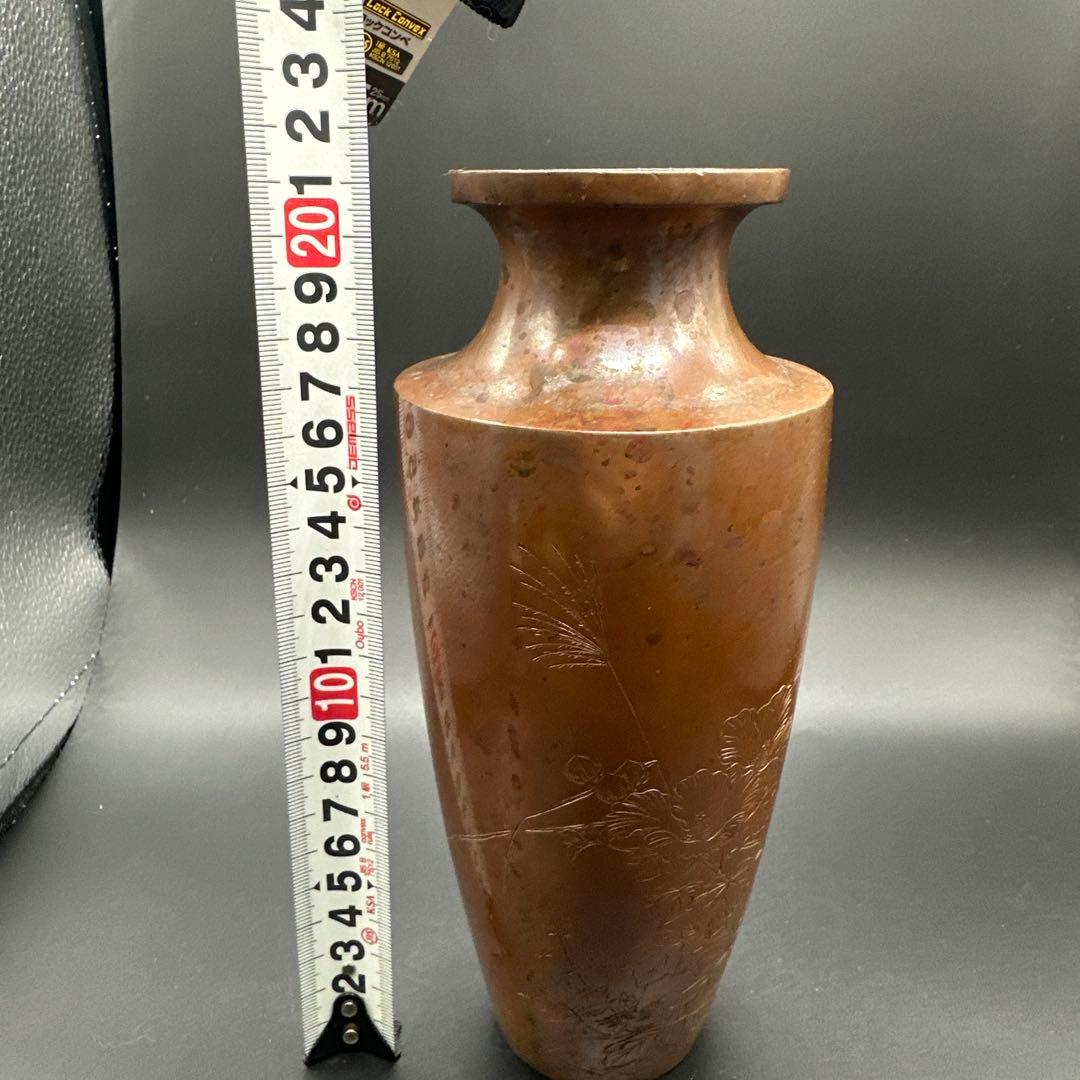 明治時代　花瓶　片切彫　骨董古美術