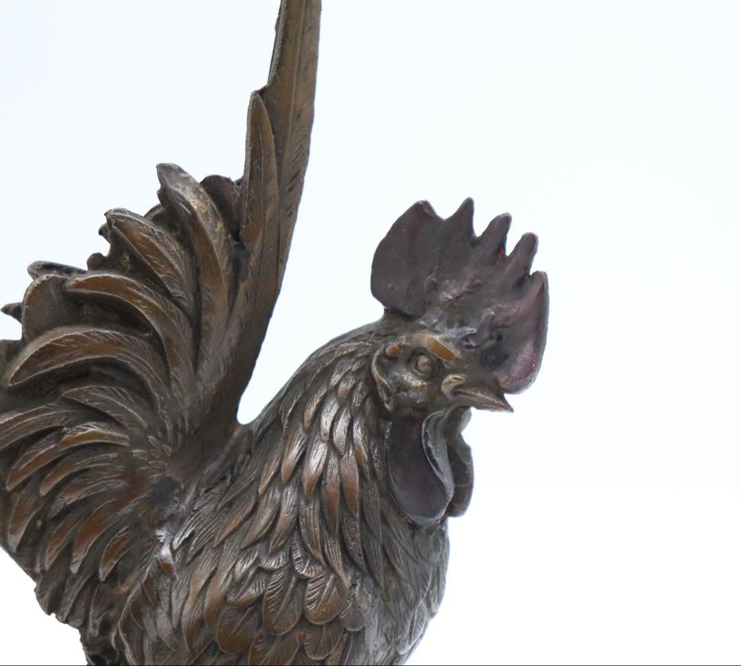 時代　銅製　鶏　オブジェ　置物　送料込み250807