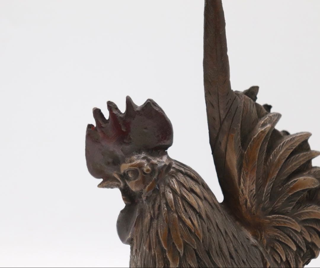 時代　銅製　鶏　オブジェ　置物　送料込み250807