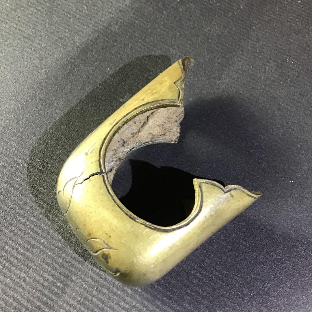 大刀鞘の鐺　金具材質　黄銅　　　　　　　書鍔箱