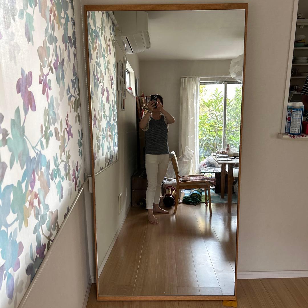 特大鏡　巨大全身姿見　洗面台店鏡玄関鏡立掛けミラー 大型立掛け式天然木フレーム