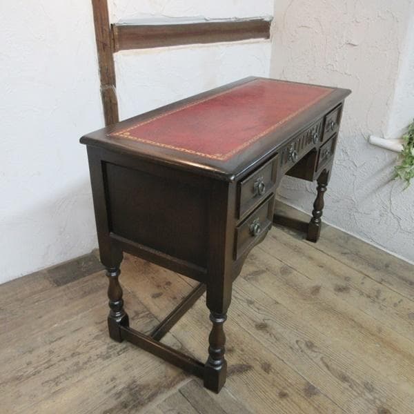 イギリス アンティーク 家具 レディーデスク 机 収納 書斎 英国 6075e