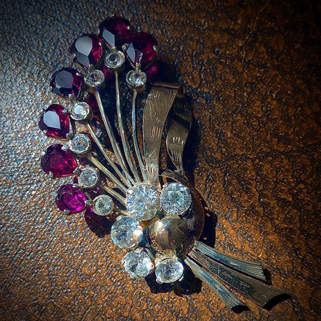 ビンテージ　天然ロードライトガーネット　　 ブローチ