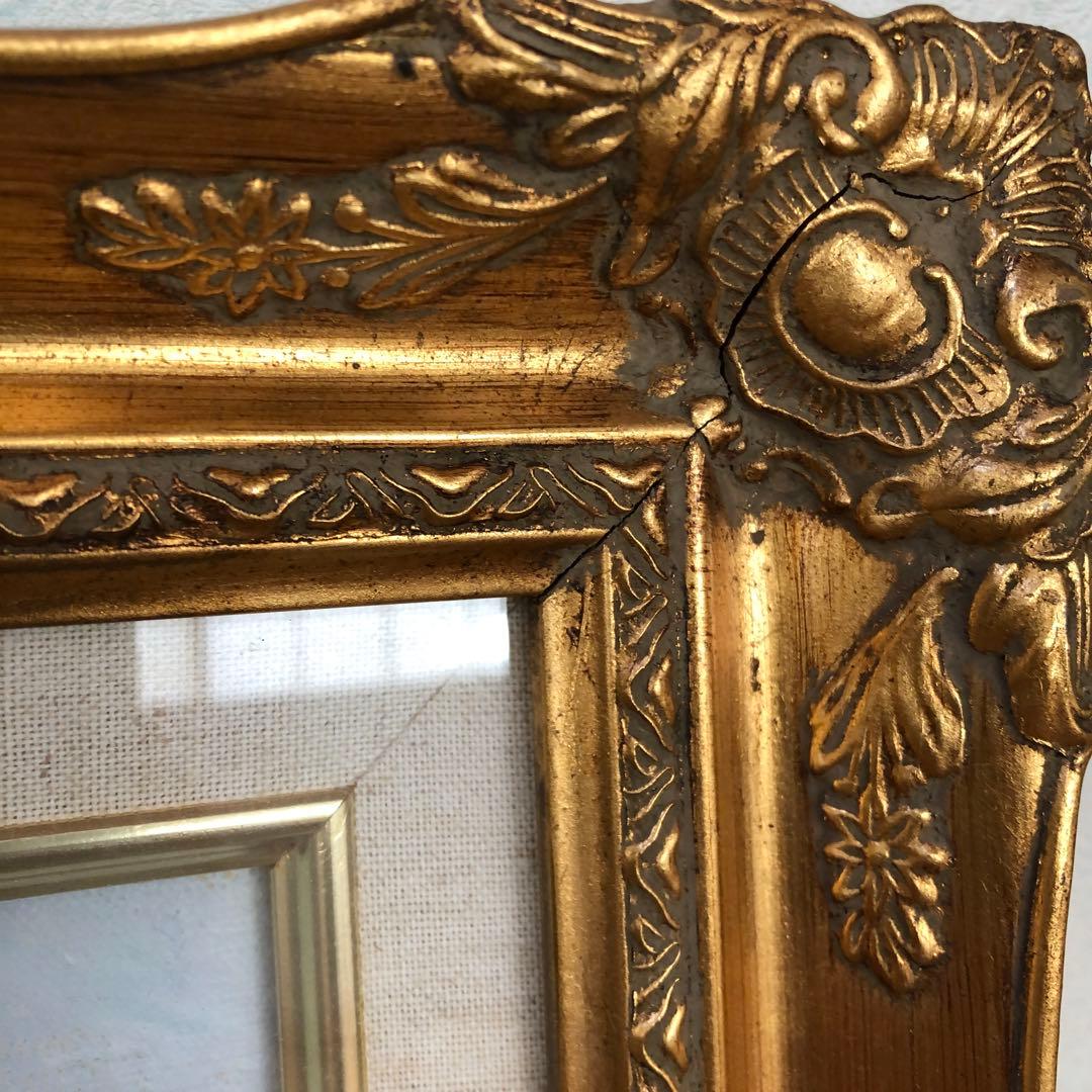 油絵　額装　金装　港