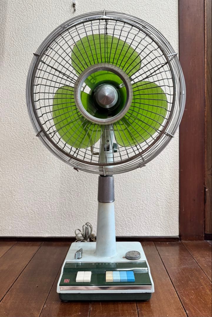 動作確認済み 当時物 National ナショナル扇風機　F-30HL 緑羽根
