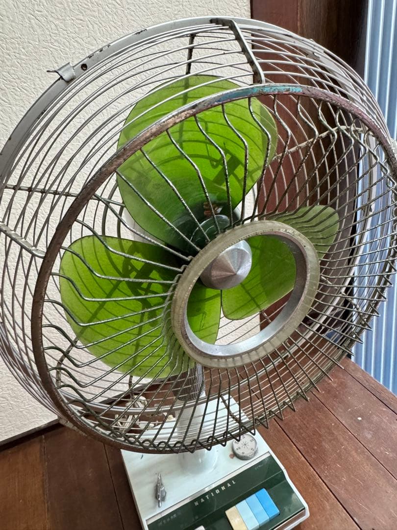 動作確認済み 当時物 National ナショナル扇風機　F-30HL 緑羽根