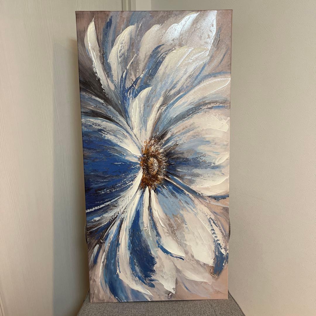 北欧 インテリア　キャンバス　アート　花　ホテル モダン　抽象　ブルー